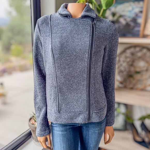 Banana Republic, Women's Medium Asymmetrical Zip Up Sweater Jacket in Stone Blue - Picture 2 of 12